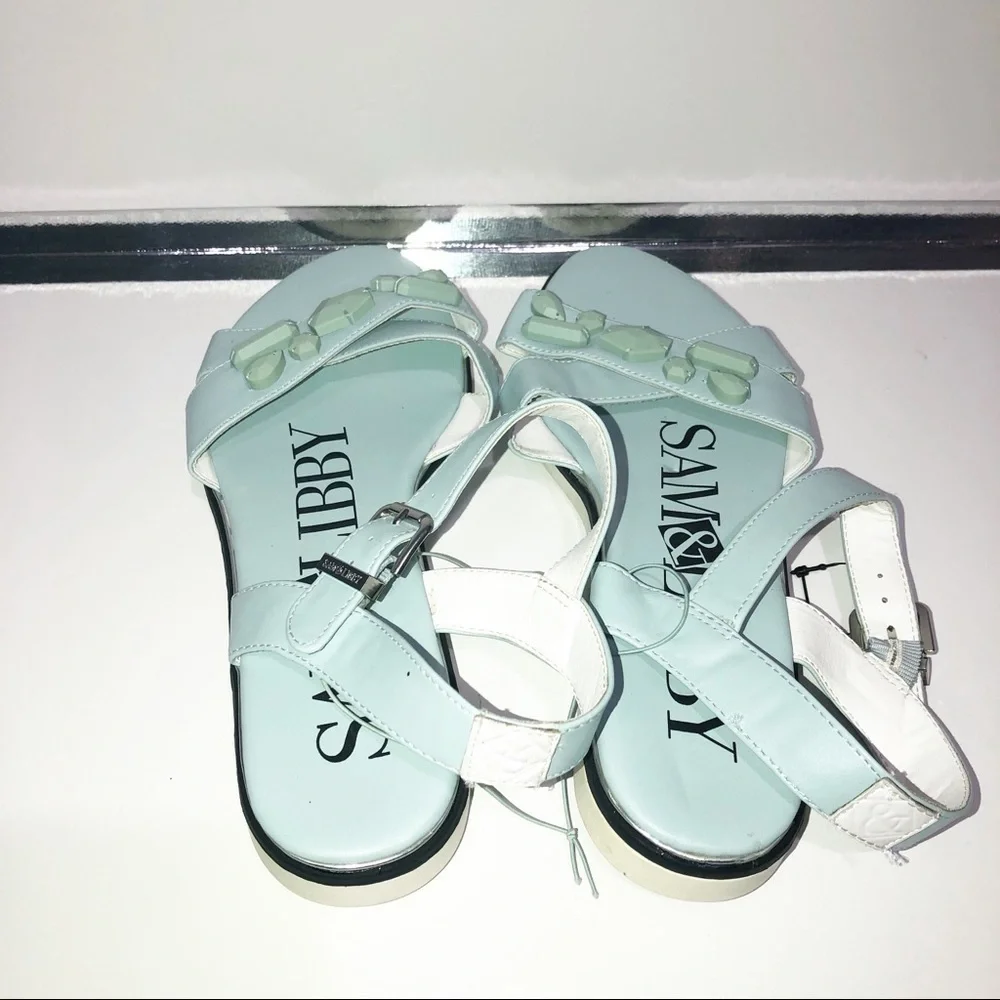 NWOT Sam &Libby ice blue sandals with shapes